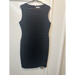 Calvin Klein Black Sheath Dress Womens Sleeveless Ruched Bodycon Career Formal S
